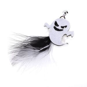 Portable Ghost Pattern Cat Playing Rod Replacement for Indoor Black White